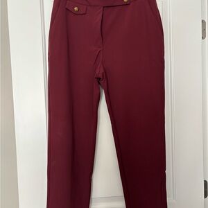 Veronica Beard Renzo Maroon Trousers with Gold Buttons
